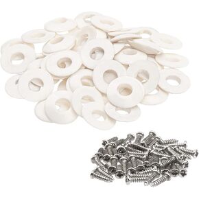 48Pcs Yootones Plastic Guitar Tuner Ferrules Washers Compatible with Guitar Tuning Peg Machine Heads (White)