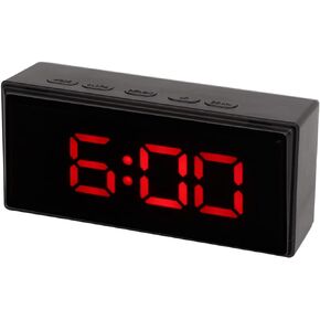 LED Digital Clock, Night Mode 2 Display Modes Multifunction LED Display Stylish Mirror Design Digital Alarm Clock Red