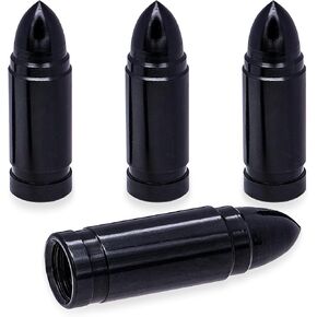 4PCS Bullet Style Tire Valve Stem Caps, Corrosion Resistant, Universal Aluminium Alloy Dustproof Tire Valve Stem Covers for Cars, SUV, Trucks, Bikes, Motorcycles, Bicycles(Black) in Kuwait