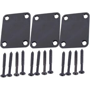 Custom Neck Plate 3pcs Guitar Neck Plates with Screws Back Plates Tremolo Cavity Covers Replacement for Electric Guitar Bass (Black) Electric Guitar Neck Plate