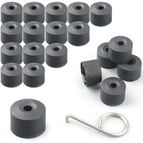 21 PCS Car Tire Lug Nut Cover, 17mm Inner Hexagon Dustproof Tire Screw Cap with Removal Clip, Wheel Decoration Dust Shell Nut Protection Cover, Universal Maintenance Tool for Most Cars (Black)