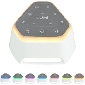 LUMI | White Noise Machine | Sound Machine for Sleeping | 26 Non Looping Soothing Sounds & 7 Color Baby Night Light | White & Pink Sound Machine Baby | White Noise Machines for Adults & Kids