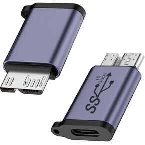 QIANRENON 10Gbps USB C Female to Micro B Male Data Adapter Type C to USB3.0 Micro B Male External Hard Drive Converter, for External Hard SSD Drive Tablet Digital Camera Phone Laptop, 2Pcs