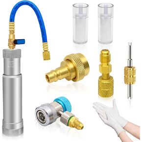 Boltigen AC Oil Dye Injector Kit, A/C Oil and Dye Injector Tools with R134a R1234YF Adjustable Quick Couplers, R410 Mini Split Adapter, Oil Checkers for R134A R1234YF R410A Refrigerant System