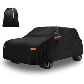X AUTOHAUX Car Cover for Smart Fortwo 2007-2023 210D-PU Oxford Outdoor Full Car Cover All Weather Waterproof Windproof Protection with Driver Door Zipper Black