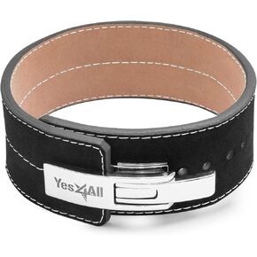 Yes4All 100% Leather Premium Weightlifting Belt/Genuine Leather/ 2in1 Dip Belt With Chain/Self-locking Belt, Robust Alloy Steel Buckle 10mm Thick For Heavy Lifting, Squats, Deadlifts, and More