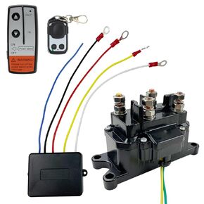 Winch Solenoid Relay Contactor 12V 250A with Recovery Wireless Winch Remote Control Kit Replacement for Truck Jeep ATV SUV 63070 62135 74900 70715 2875714