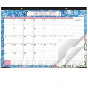 2024 Desk Calendar - 12 Monthly Desk/Wall Calendar, 16.9"×12.1", January 2024 - December 2024, Large Ruled Blocks + Premium Thick Paper + Corner Protectors - 12 Different Themes