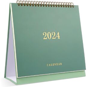 NUOBESTY 2024-2025 Desktop Calendar Stand Up Desktop Year Calendar Table Paper Calendar Daily Scheduler Monthly Pages Easel Calendar(Green)