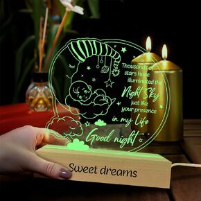 ARTSYWIX Daughter 3D Illusion Lamp with Wooden Base USB Powered Acrylic Night Light, Daughter Gifts from Mom, to My Daughter Lamp, Gift for Girls Women, Gifts for Birthday Graduation Keepsake