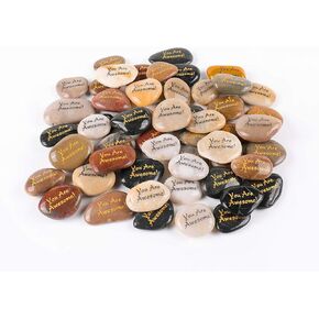 50PCS You are Awesome Stone, Engraved Inspirational Rocks, You're Awesome Appreciation Thank You Giveaway Inspiration Gifts for Women Mom Teacher Employee Coworker Staff, 2"- 3" Each