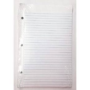 Linco 5/16" Ruled Filler Paper, 5.5" x 8.5", White, Reinforced, 3-holes, 100 Sheets