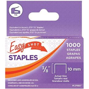 Arrow 276ES Easyshot Thin Wire Staples for Staple Guns, Use for Crafts, Fabric, Repairs, Made of Galvanized Steel, 3/8-Inch, 7/16-Inch Crown Size, 1000-Pack
