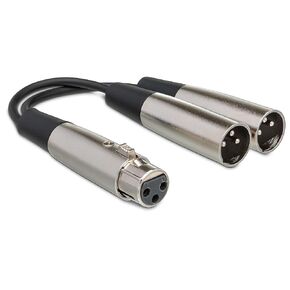 Hosa YXM-101.5 XLR3F to Dual XLR3M Y Cable, 1.5 Feet
