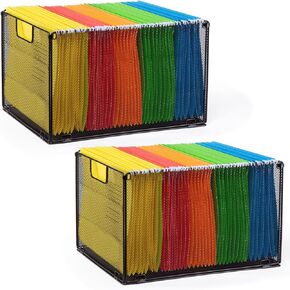Housmile Hanging File Organizer, Mesh File Folder Organizer, Metal Foldable Storage Boxes, Letter Size File Box, 1 Pack