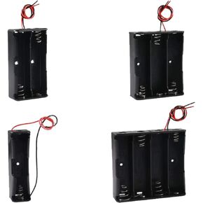 4pcs 18650 Battery Holder 1/2/3/4 Slots 18650 Battery Holder with Wire for DIY Parallel or Series Circuit PCB Projects