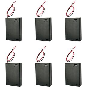 3 AA Battery Holder, 6 Pcs 3 AA Battery Box, 3AA Battery Case, 3X 1.5V AA Batteries Holder with ON/Off Switch and Leads for DIY and Maintenance