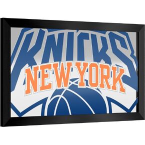 Trademark Global Wall Mirror - Ready-to-Hang New York Knicks Fade Black Framed Rectangle Mirror - for Pub, Game Room, Garage or Home Bar