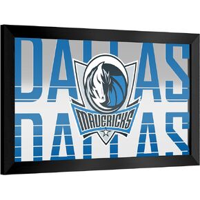 Trademark Global Wall Mirror - Ready-to-Hang Dallas Mavericks City Black Framed Rectangle Mirror - for Pub, Game Room, Garage or Home Bar