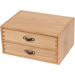 Wood 2 Drawer Desktop Organizer Cabinet - Desk Storage Box for Kitchen Counter,Dresser Tabletop -Wooden File Organizer Printer Machine Stand for Office Accessories Chest Dark (FAX2C-DK）
