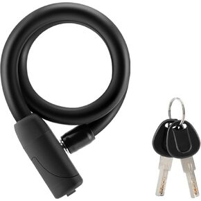 ROCKBROS Bike Lock Cable Memory Anti Theft Bicycle Cable Lock Self Coiling Cable Lock with 2 Keys Scooter Motorcycle E-Bike Lock