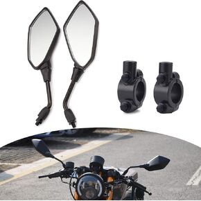 1505 Motorcycle Convex Rear View Side Mirrors with 10mm Bolt (Clockwise Thread) for ATV Scooter Cruiser Electric Bicycle Sportster Off-road Street Dirt Bike with 7/8 Handle Bar Black