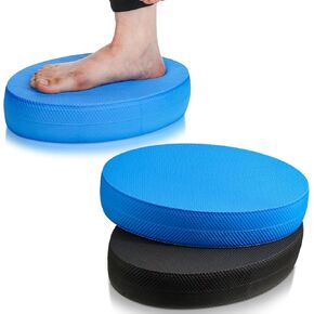 Deekin 2 Pcs Foam Balance Pad Non Slip Stability Trainer Pad Oval Balance Board Exercise Pad Cushion for Women Men Kids Dancing Balance Training Workouts Yoga Physical Therapy, Black and Blue