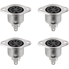 XMSJSIY MIDI DIN Panel Mount Socket Female Jack Connector Metal Chassis Audio Connector Socket for MIDI Keyboard, Electronic Piano Audio-Video Equipment - 4PCS… (DIN 7 Pin)