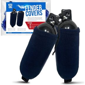 Set of 2 Pack Polyform G4/G5 Marine Fleece Boat Fenders Bumpers Covers (Navy Blue)