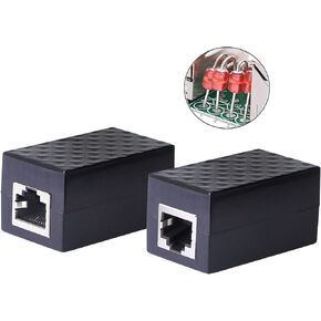 CERRXIAN Ethernet Surge Protector RJ45 Coupler Female to Female Network Surge Protector Outdoor Arrester Protection Device Extension Adapter(2-Pack)
