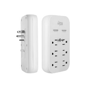 KMC 6-Outlet Extender USB-C PD Surge Protector Wall Tap, Multi-Plug USB Wall Charger, 2 USB-A Ports & USB-C 20W Power Delivery, High-Speed Phone Charger, 980J Surge Protection, UL/ETL Certified, White