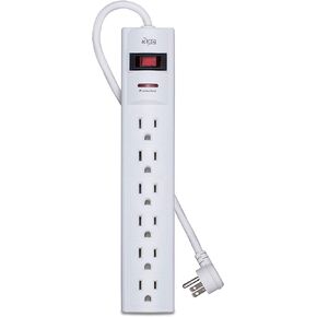 KMC 6-Outlet Surge Protector Power Strip with 10-Foot Cord, 1200 Joule, Overload Protection