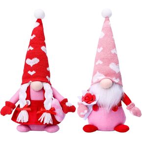 quescu 2PCS مضاءة عيد الحب التماثيل القطيفة، تضيء عيد الحب التماثيل الديكور الهدايا بالنسبة له، علبة الطبقات ديكور حزب ديكور المنزل الجدول in Kuwait