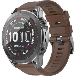 OVERSTEP متوافق مع سوار ساعة Fenix ​​7، حزام ساعة من السيليكون الناعم بعرض 22 مم لساعة Garmin Fenix ​​5/Fenix ​​5 Plus/Fenix ​​6/Fenix ​​6 Pro الذكية (بني) in Kuwait