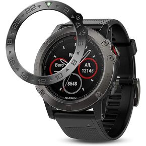 Stainless Steel Bezel Ring Compatiable with Garmin Fenix 5X Watch Bezel Ring Adhesive Cover Anti Scratch & Collision Protector for Garmin Watch Accessory (Black - Not Fit Fenix 5 / 5X Plus)