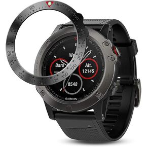Stainless Steel Bezel Ring Compatiable with Garmin Fenix 5X Watch Bezel Ring Adhesive Cover Anti Scratch & Collision Protector for Garmin Watch Accessory (Black - Not Fit Fenix 5 / 5X Plus)