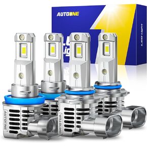 AUTOONE 2024 Newest H11 9005 LED Bulbs Combo 44000LM 600% Brighter, HB3/9005 and H8/H9/H11 Halogen Replacement Fog Lights, 6500K White Direct Installation, Pack of 4