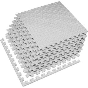 Velotas 1/2 Inch Interlocking EVA Foam Personal Fitness Mat, Diamond Plate Exercise Mats for Indoor Workout, 24 in x 24 in