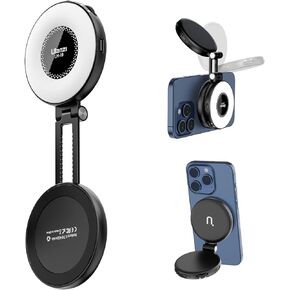 Fill Light for Magsafe LED Phone Light Attachment Selfie Ring Light Brightness Adjustable Compatible w Magsafe for iPhone Smartphone Vlogs/Photography/Video Conference Color White