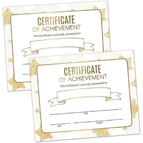 25 Gold Stars Award Certificates - Certificate of Achievement - Student of The Month Certificates for Students,School Graduation Ceremony,Certificate of Achievement Awards.（8x10 in）