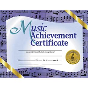 Hayes Music Achievement Certificate, Recognize Musical Excellence, Customizable Award for Students, Kids, and Children, Full-Color Purple and Gold Design, 8.5" x 11" - 30 Pack