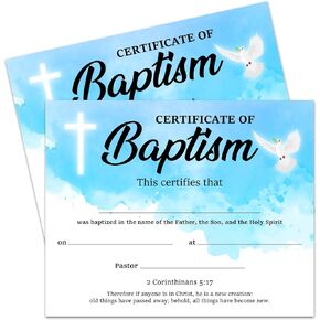25 Baby Baptism Certificate Baby Dedication Certificate with Baby Christening Baby Dedication Certificates for Church Baptism Gifts 8 x 10 Inches - J844