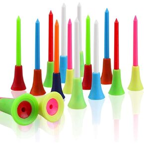 Crestgolf Rubber Cushion Top Plastic Golf Tees Mixed Colors Pack of 50pcs