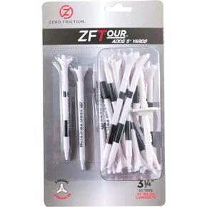 Zero Friction Tour 3-Prong Golf Tees (3-1/4 Inch, White, Pack of 30)