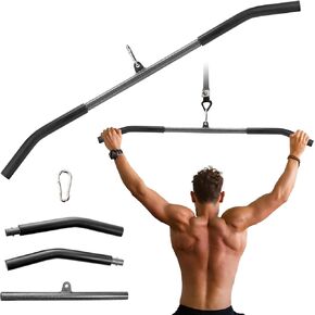 LAT Pull Down Attachments, 39In LAT Pull Down Bar with Non-Slip Handle, LAT Bar Cable Machine Attachment for Gym, Muscle Building, Muscle Building