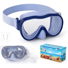 Kids Swim Goggles, Anti-Leak Snork Mask with Nose Cover & Elastic Fabric Strap, UV Protection Swimming Goggles for Kids Boys Girls