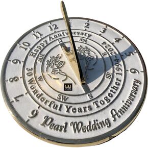 NauticalMart 30th Pearl Wedding Anniversary in 2024 Unique Marriage Present for Parents, Grandparents, Friends, Husband or Wife, Couples, Him & Her Wedding Anniversary Sundial Gift
