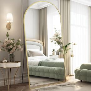 76"x34" Large Mirror Full Length, Arched Full Length Mirror with Stand, Extra Large Floor Mirror for Bedroom Living Room Cloakroom Gym, Hanging Standing or Leaning Full Body Mirror, Black