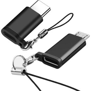 USB C to Micro USB Adapter, Type C to Micro USB Converter, USB C Micro Cellphone OTG Connector with Keychain Compatible with Samsung Galaxy S7, Nexus 5/6, Android Phone (Pack of 2)