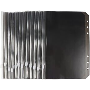 12 قطعة A5 أسود من PVC بجيوب وسحاب وحقيبة أوراق فضفاضة و6 حلقات من PVC ومجلد منظم بسحاب للأظرف النقدية اليومية ومجلدات الميزانية وحقيبة مستندات مقاومة للماء (A5) in Kuwait